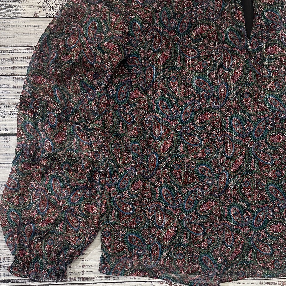LOFT Multicolor Paisley Blouse Sz. M - Picture 5 of 7
